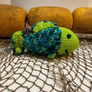 Crochet  Green & Blue Large Fish Deco Ornament SK